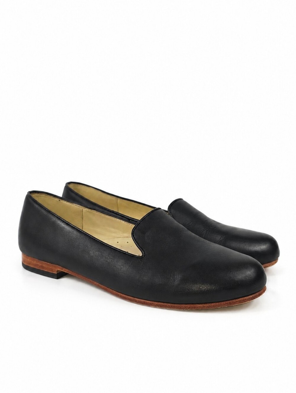 Nisolo Emma d'Orsay Loafer Black Leather Slip On Flats Shoes Size 8